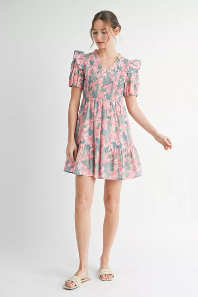 GG Jodifl Pink and Green Floral Dress