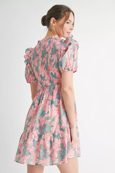 GG Jodifl Pink and Green Floral Dress