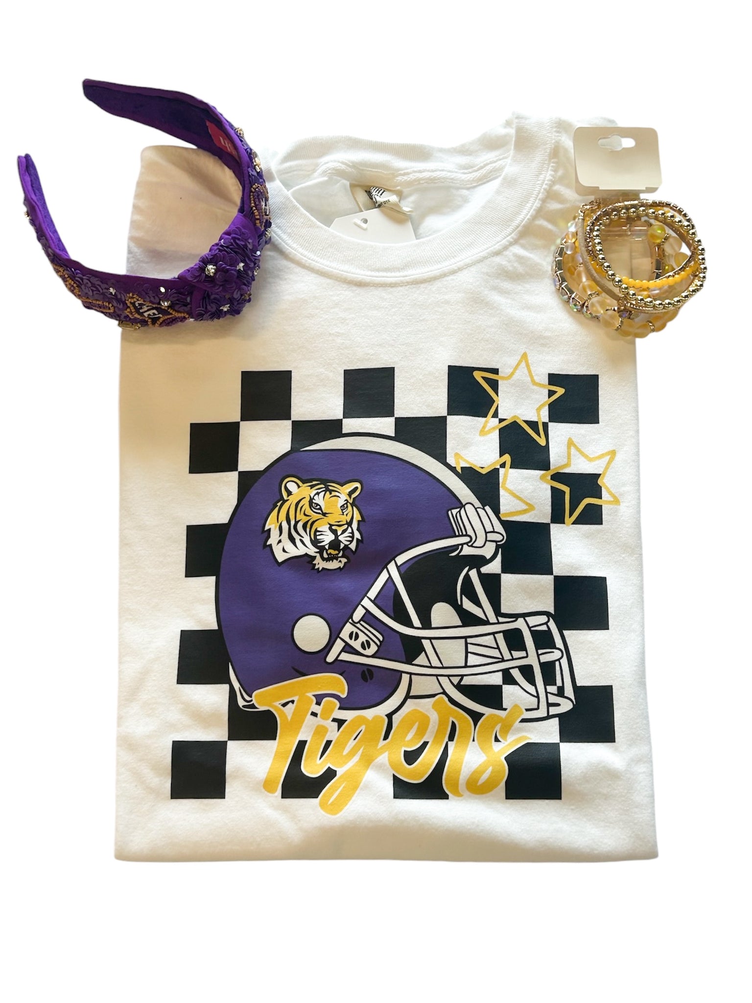 Checkered Helmet Tigers Tee