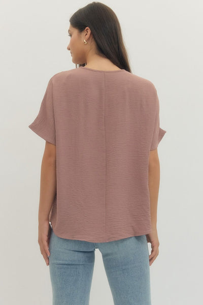 GG Entro Solid V Neck Woven Top