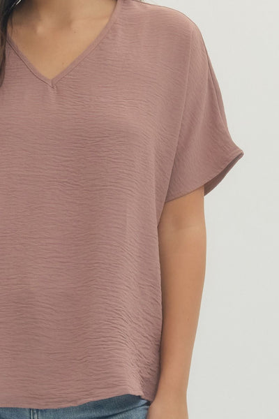 GG Entro Solid V Neck Woven Top